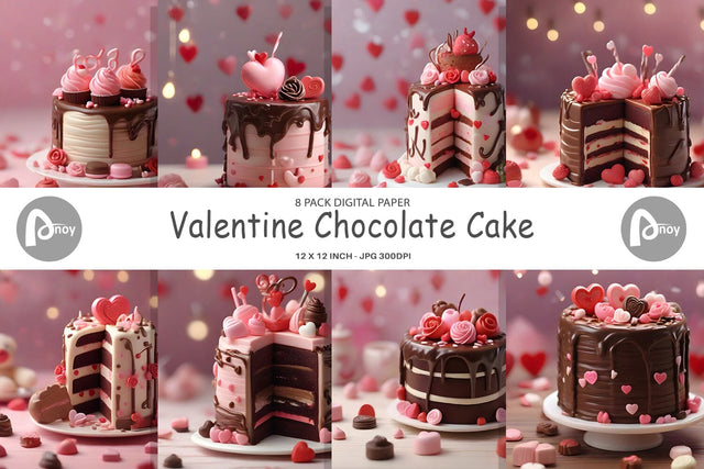 Digital Paper Valentine Chocolate Cake Digital Pattern artnoy 