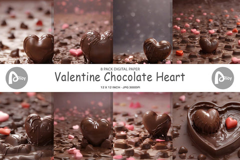 Digital Paper Valentine Chocolate Heart Digital Pattern artnoy 