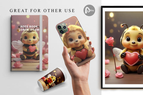 Digital Paper Valentine Cute Bee Digital Pattern artnoy 