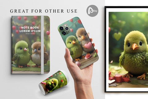 Digital Paper Valentine Cute Kiwi Bird Digital Pattern artnoy 
