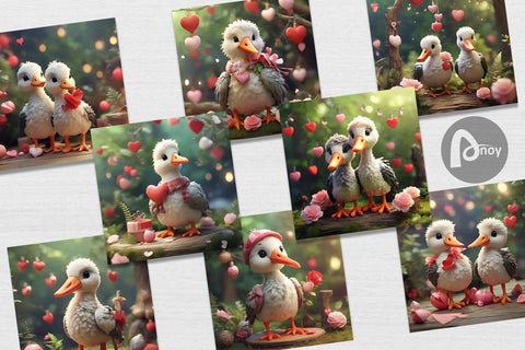 Digital Paper Valentine Cute Stork Digital Pattern artnoy 