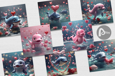 Digital Paper Valentine Cute Whale Digital Pattern artnoy 