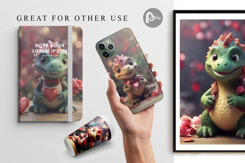 Digital Paper Valentine Dinosaur Digital Pattern artnoy 