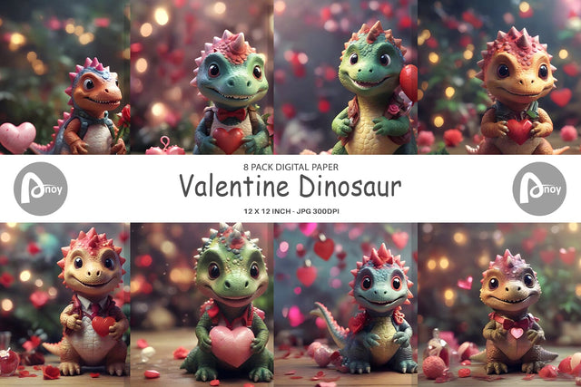 Digital Paper Valentine Dinosaur Digital Pattern artnoy 