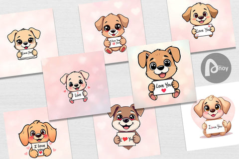 Digital paper Valentine Dog Cartoon Digital Pattern artnoy 