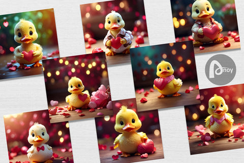 Digital Paper Valentine Duck Digital Pattern artnoy 