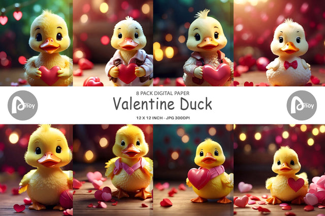 Digital Paper Valentine Duck Digital Pattern artnoy 