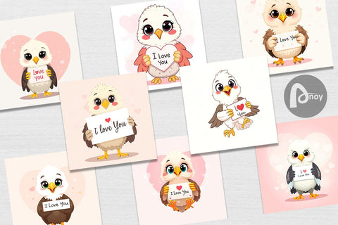 Digital paper Valentine Eagle Cartoon Digital Pattern artnoy 