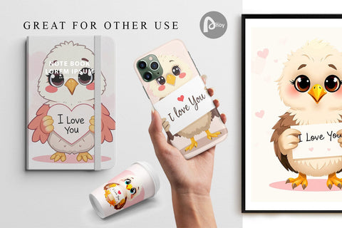 Digital paper Valentine Eagle Cartoon Digital Pattern artnoy 