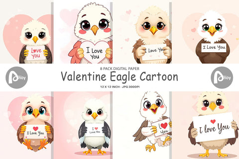 Digital paper Valentine Eagle Cartoon Digital Pattern artnoy 