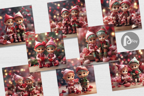 Digital Paper Valentine Elves Digital Pattern artnoy 