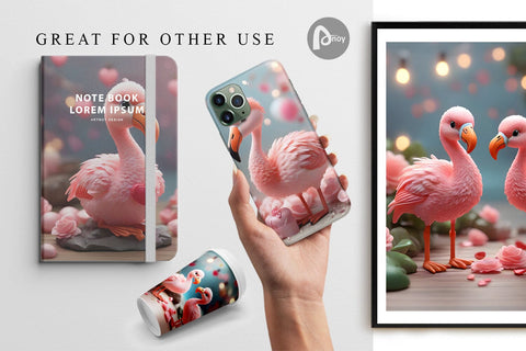 Digital Paper Valentine Flamingo Bird Digital Pattern artnoy 