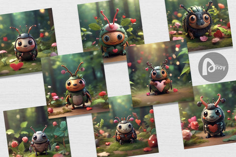 Digital Paper Valentine Forest Beetle Digital Pattern artnoy 