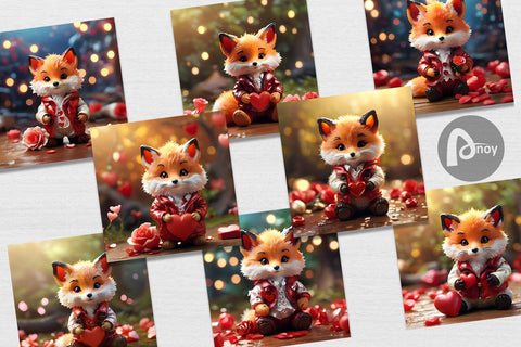 Digital Paper Valentine Fox Digital Pattern artnoy 