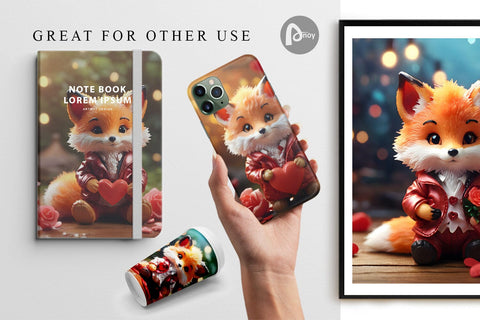 Digital Paper Valentine Fox Digital Pattern artnoy 