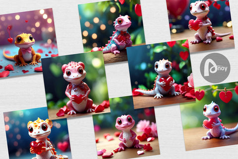 Digital Paper Valentine Gecko Digital Pattern artnoy 