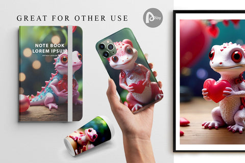 Digital Paper Valentine Gecko Digital Pattern artnoy 