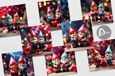 Digital Paper Valentine Gnomes Digital Pattern artnoy 