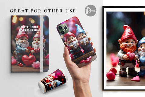 Digital Paper Valentine Gnomes Digital Pattern artnoy 