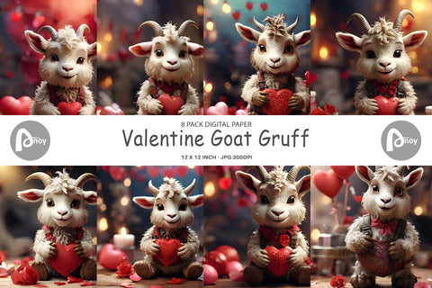Digital Paper Valentine Goat Gruff Digital Pattern artnoy 