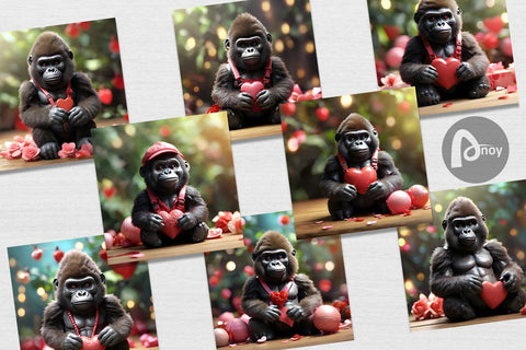 Digital Paper Valentine Gorilla Digital Pattern artnoy 
