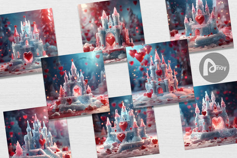 Digital Paper Valentine Ice Castle Digital Pattern artnoy 