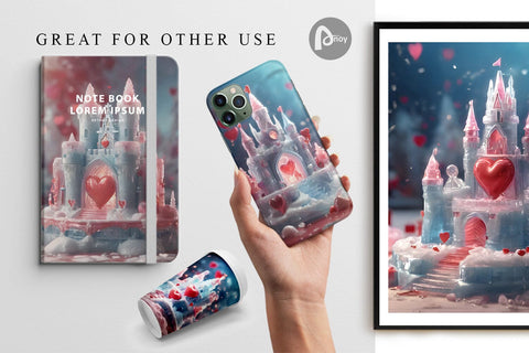 Digital Paper Valentine Ice Castle Digital Pattern artnoy 