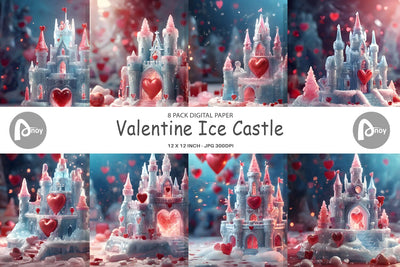 Digital Paper Valentine Ice Castle Digital Pattern artnoy 