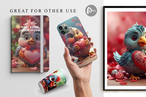 Digital Paper Valentine Kalavinka Bird Digital Pattern artnoy 