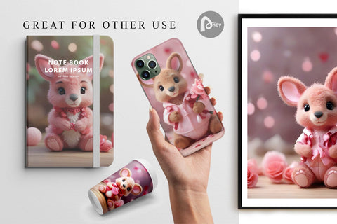 Digital Paper Valentine Kangaroo Digital Pattern artnoy 