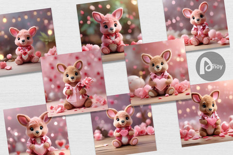Digital Paper Valentine Kangaroo Digital Pattern artnoy 