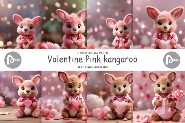 Digital Paper Valentine Kangaroo Digital Pattern artnoy 