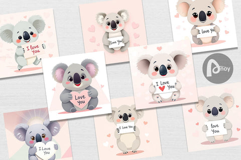 Digital paper Valentine Koala Cartoon Digital Pattern artnoy 