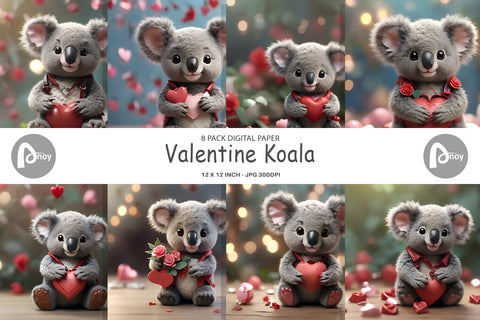 Digital Paper Valentine Koala Digital Pattern artnoy 