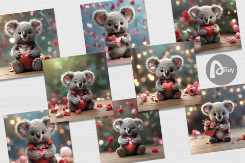 Digital Paper Valentine Koala Digital Pattern artnoy 