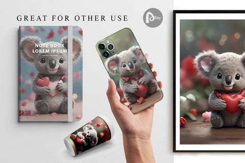 Digital Paper Valentine Koala Digital Pattern artnoy 