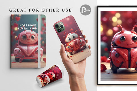 Digital Paper Valentine Love Bug Digital Pattern artnoy 