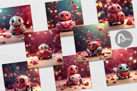 Digital Paper Valentine Love Bug Digital Pattern artnoy 