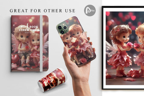 Digital Paper Valentine Love Fairies Digital Pattern artnoy 