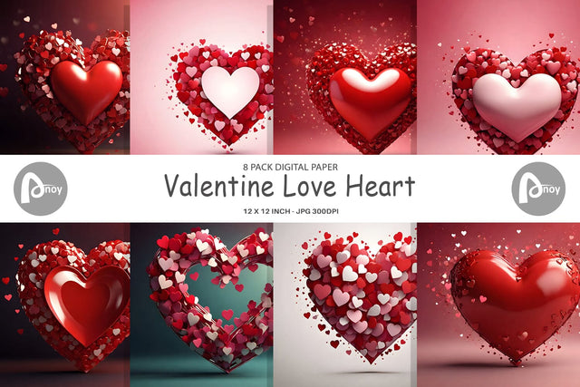 Digital Paper Valentine Love Heart Digital Pattern artnoy 