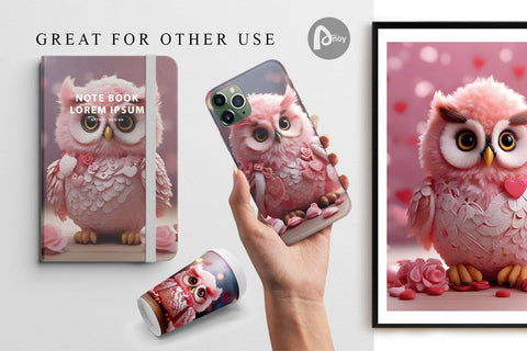 Digital Paper Valentine Owl Digital Pattern artnoy 