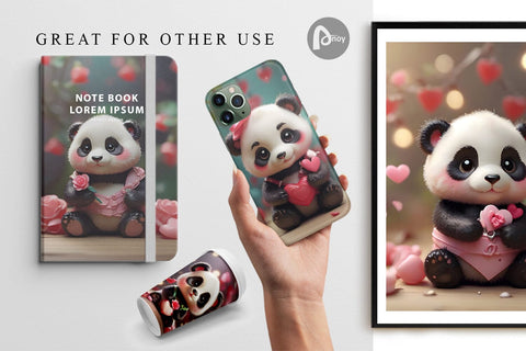Digital Paper Valentine Panda Digital Pattern artnoy 