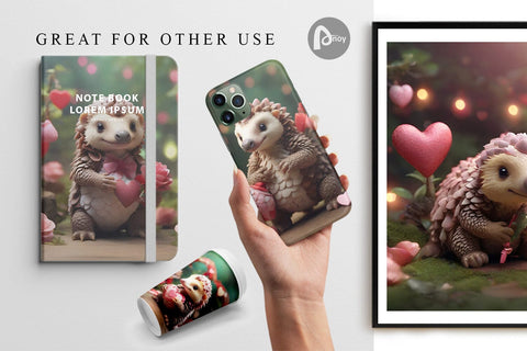 Digital Paper Valentine Pangolin Digital Pattern artnoy 