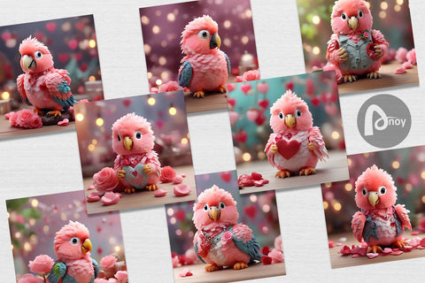 Digital Paper Valentine Parrot Digital Pattern artnoy 