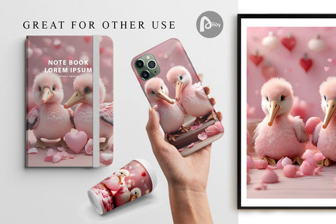 Digital Paper Valentine Pelicans Digital Pattern artnoy 