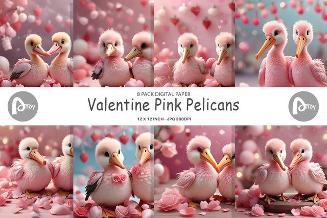 Digital Paper Valentine Pelicans Digital Pattern artnoy 