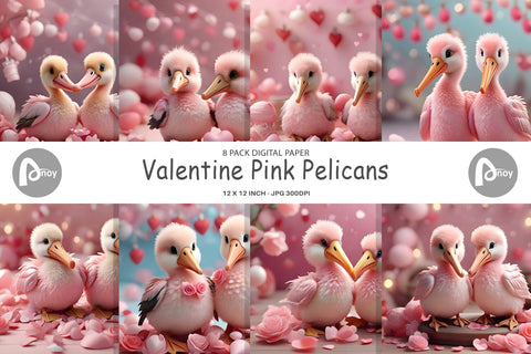 Digital Paper Valentine Pelicans Digital Pattern artnoy 