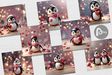 Digital Paper Valentine Penguin Digital Pattern artnoy 