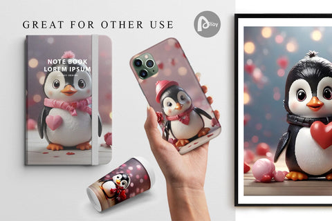 Digital Paper Valentine Penguin Digital Pattern artnoy 