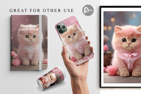 Digital Paper Valentine Persian Cat Digital Pattern artnoy 